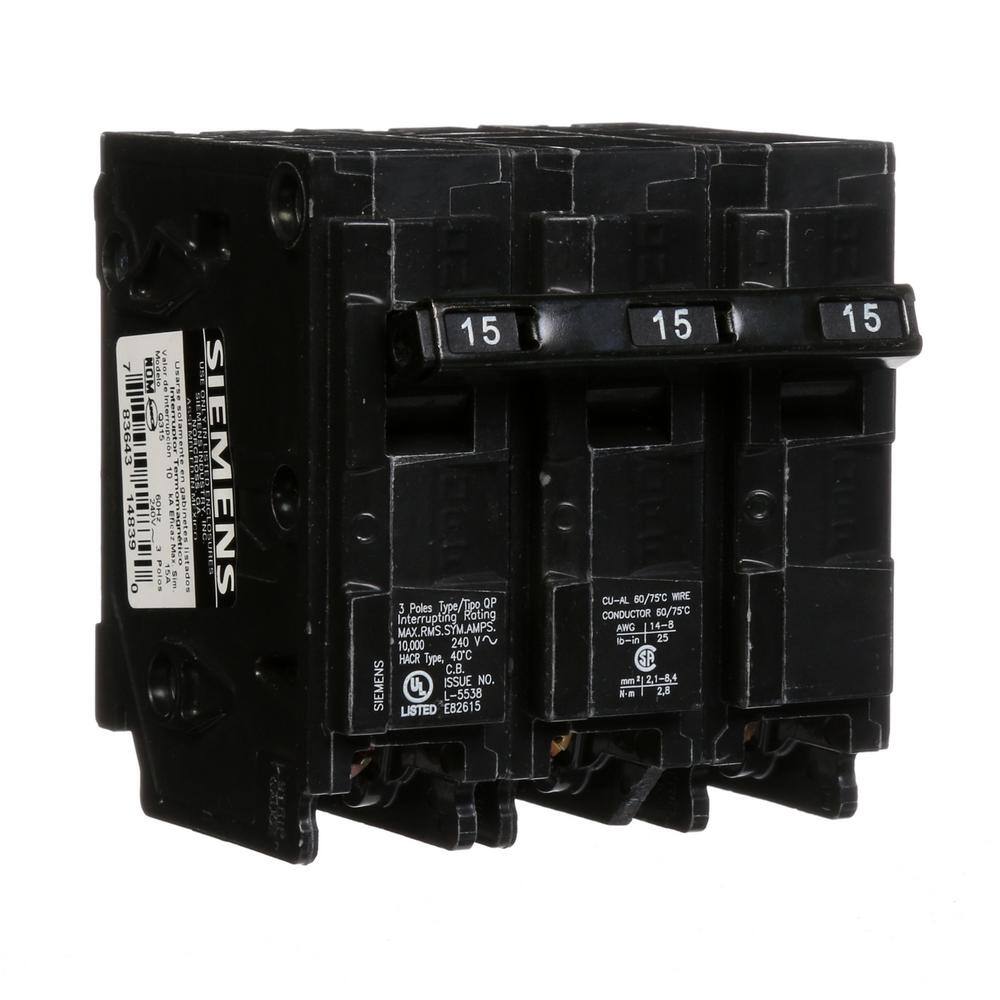 Siemens 15 Amp 3-Pole Type QP Plug-In Circuit Breaker Q315