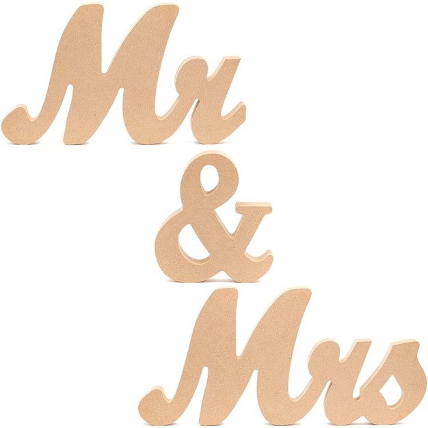 Bright Creations Unfinished Wood 5 9 inch Mr amp Mrs Sign Freestanding Letters For Wedding Table Decor