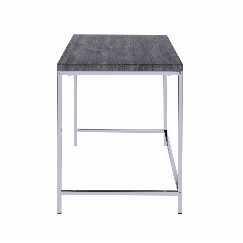 Coaster Furniture Kravitz Weathered Grey and Chrome Rectangular Writing Desk