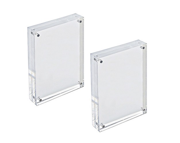 Azar Displays Clear Acrylic Magnetic Photo Block Frame Set With Two 5x7 Size Frames