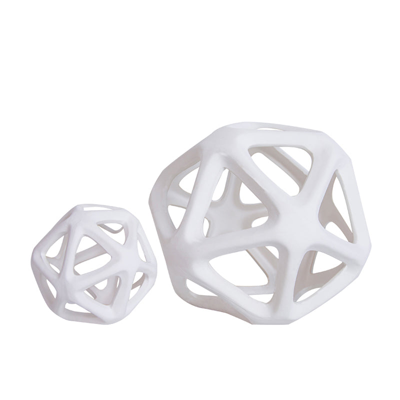 White Geometric Ceramic Ball Decoration-A Fa-D2114A