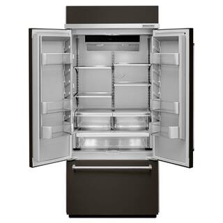 KitchenAid 20.8 cu. ft. Built-In French Door Refrigerator in Black Stainless with Platinum Interior KBFN506EBS