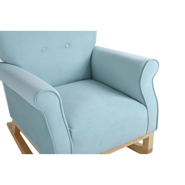 Modern High Back Armchair， Comfortable Rocking Chair Velvet Fabric Padded Seat， Living Room Accent Chairs with Wood Legs