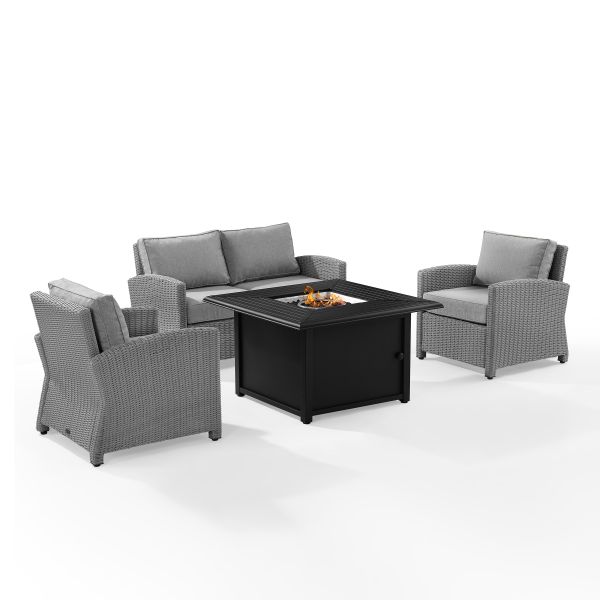 Bradenton 4Pc Wicker Convers Set W/Fire Table