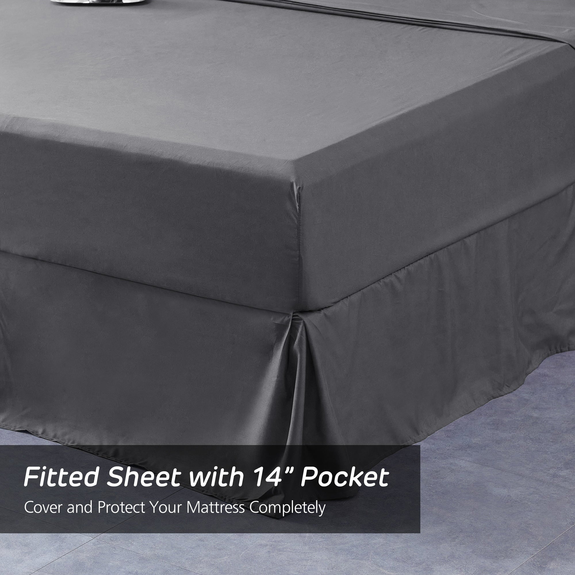 HAOK 8-Piece Pinch Pleat Comforter Set For Queen Bed，Soft Microfiber Bed In A Beg，Dark Grey