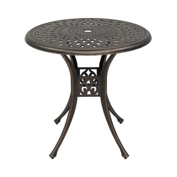 Circular Diamond Top Courtyard Cast Aluminum Table Bronze