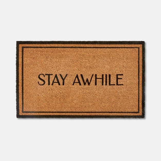 x27 stay Awhile x27 Coir Doormat Black Designed With Studio Mcgee