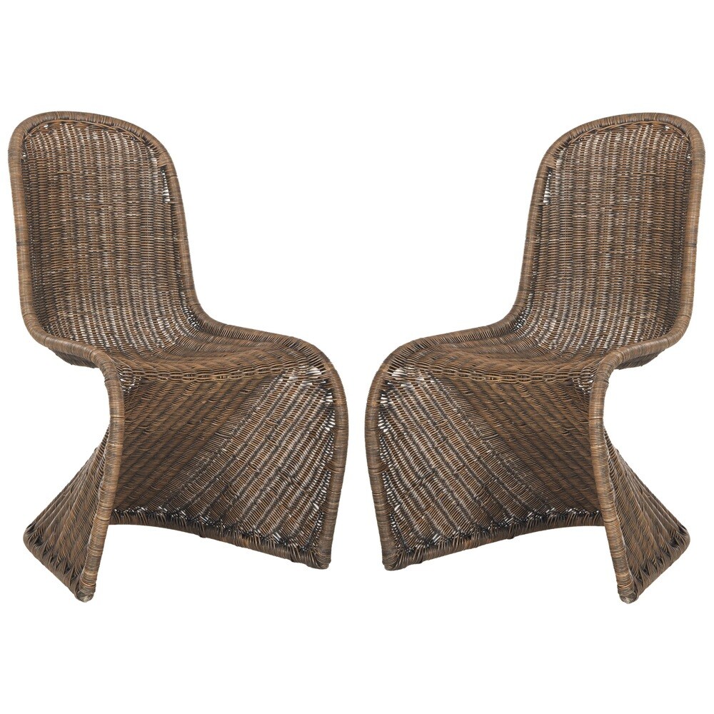 SAFAVIEH Dining Rural Woven Tana Brown/ Multi Wicker Dining Chairs (Set of 2)