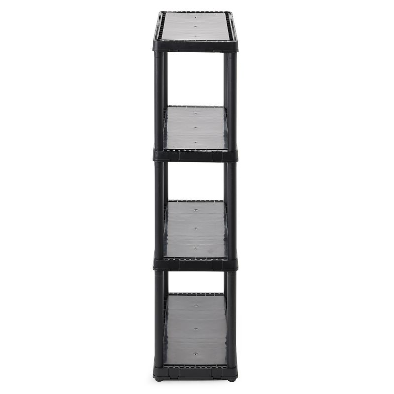 Gracious Living 4 Shelf Fixed Height Solid Resin Organizing Storage Unit， Black