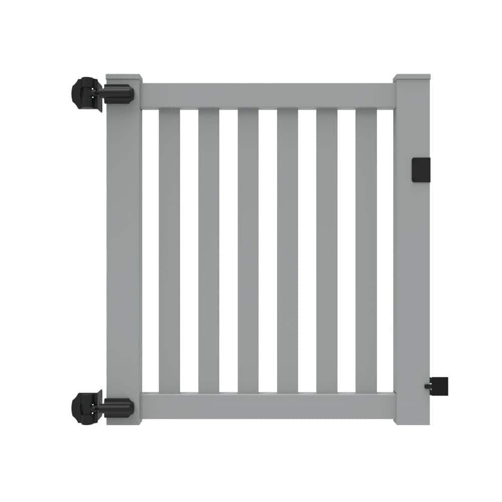 Barrette Outdoor Living Ohio 4 ft. x 4 ft. Gray Vinyl Fence Closed Picket Panel Fence Gate 73044439