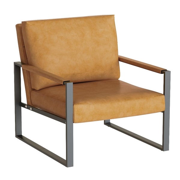 Mid-Century Accent Chair with Metal Frame， Modern Armchair Single Sofa Chair for Living Room Bedroom Office