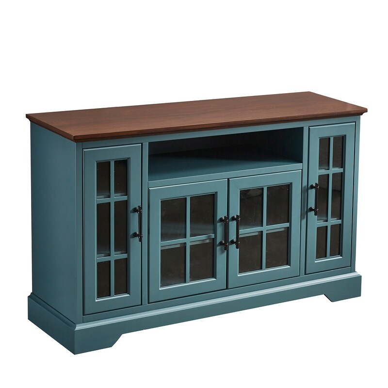 52'' Traditional Style Storage Sideboard Buffet with Four tempered glass doors (2 Colors）