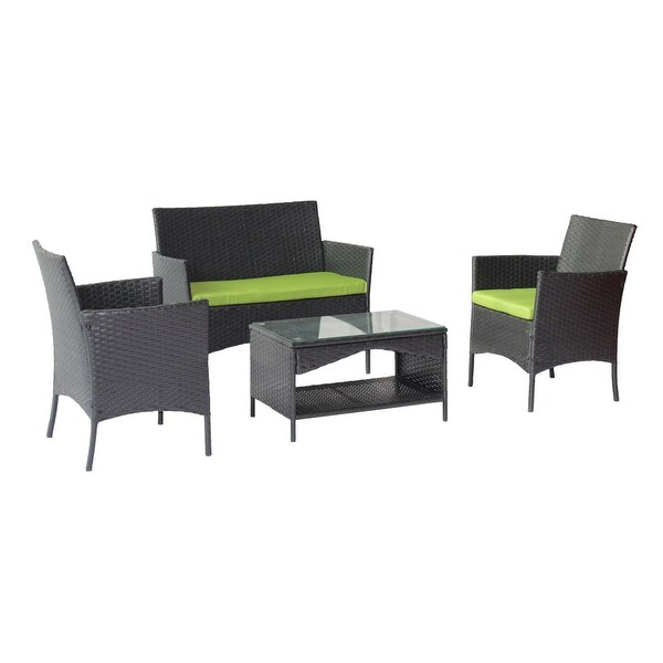 4 Piece Patio Outdoor Rattan Furniture for Garden - Overstock - 37028747