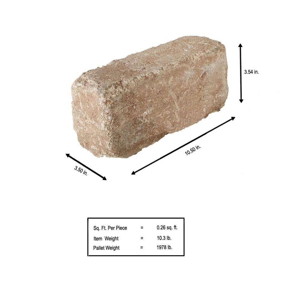 Pavestone RumbleStone Plank 10.5 in. x 3.5 in. x 3.5 in. Cafe Concrete Paver (192 Pcs.  49 Sq. ft.  Pallet) 92469