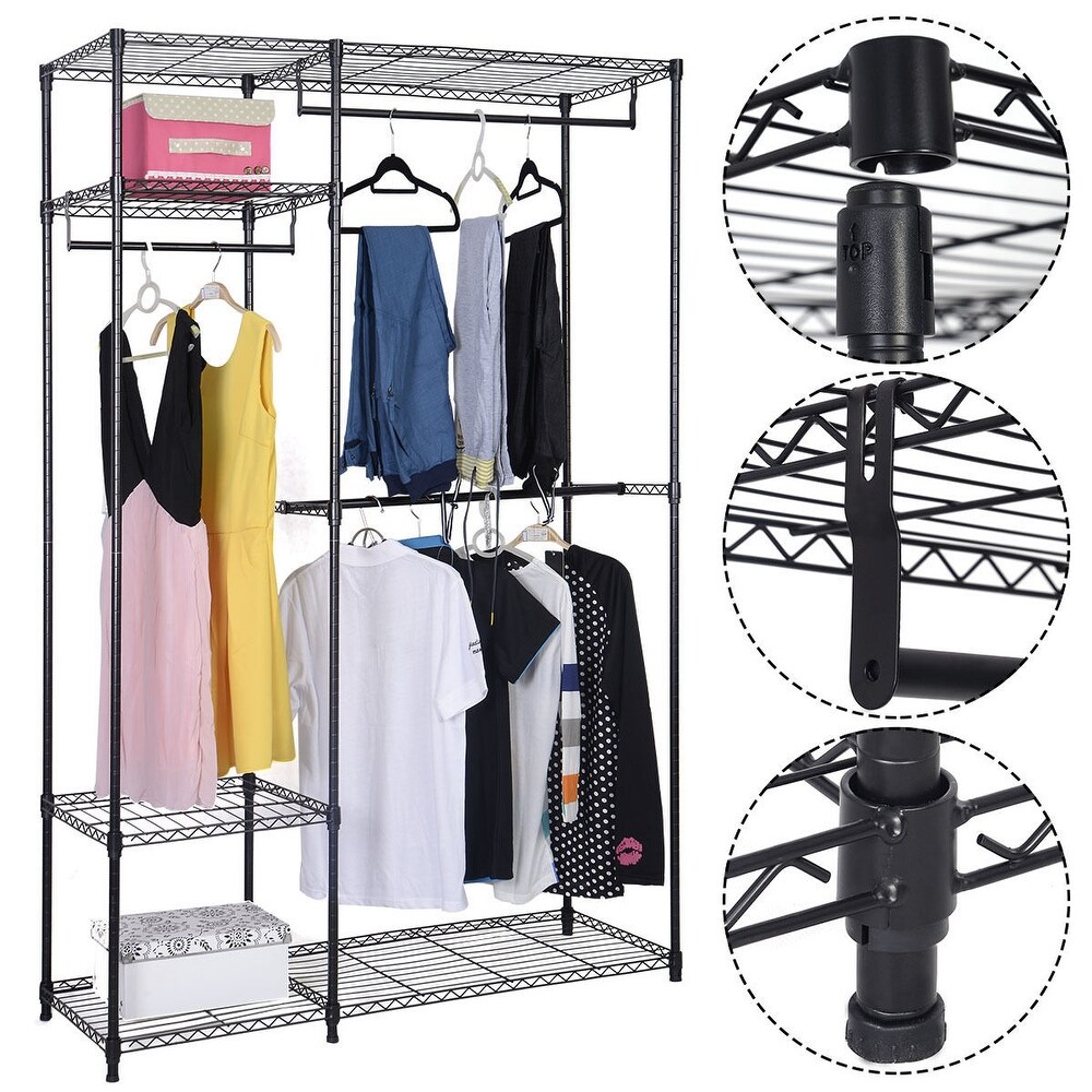 Costway 48''x18''x71'' Closet Organizer Garment Rack Portable Clothes