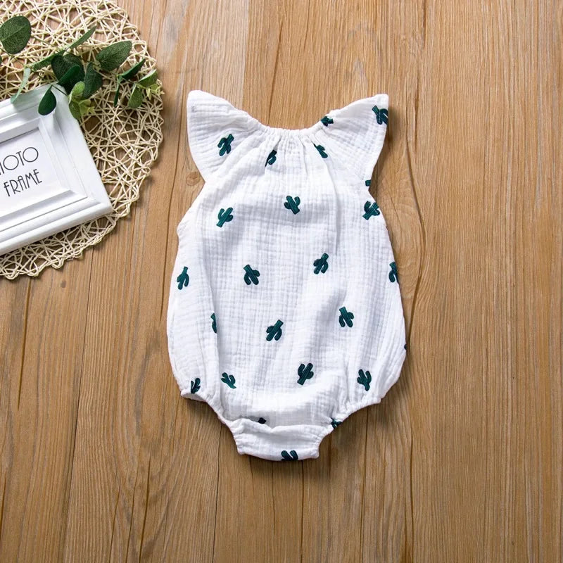 Summer Newborn Infant Baby Girls Romper Muslin Cotton Linen Infant Romper Playsuit Jumpsuit Fashion Baby Clothing