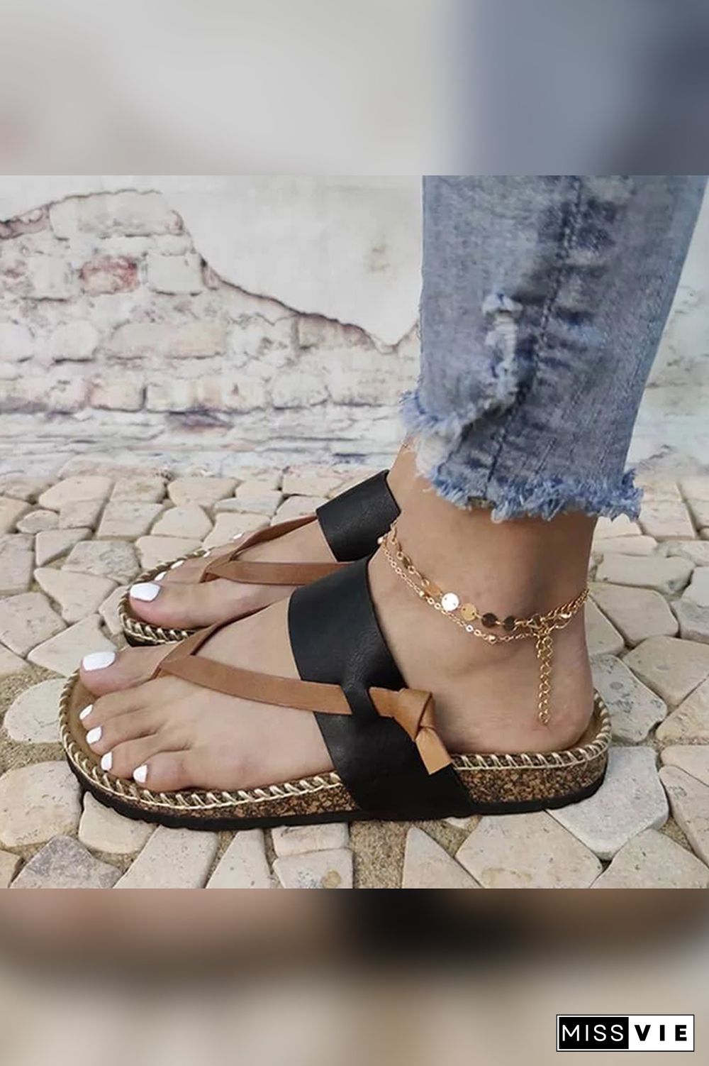 Summer Leather Flat Slippers