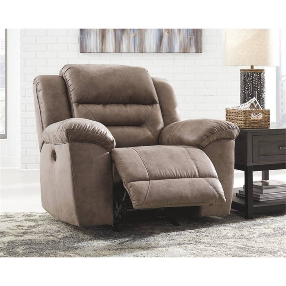 Signature Design by Ashley Stoneland Power Rocker Recliner in Fossil   Contemporary   Recliner Chairs   by Homesquare  Houzz