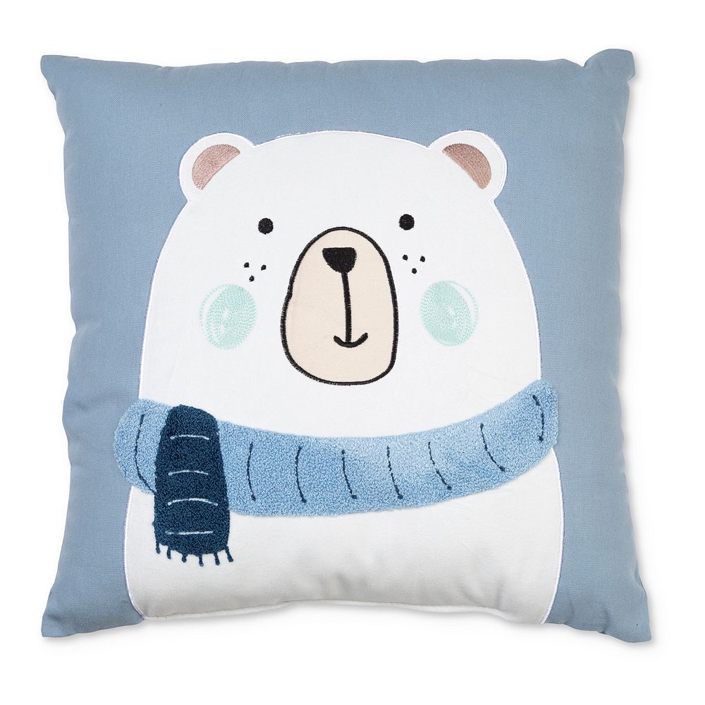 Polar Bear with Scarf Toss Pillow