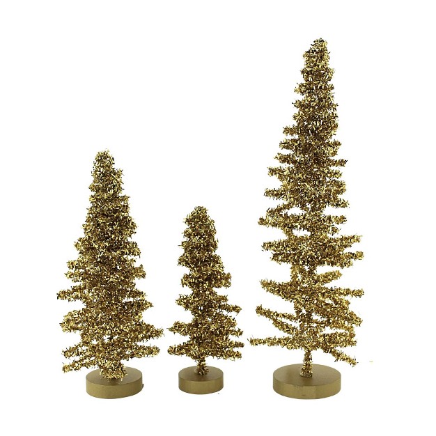 Cody Foster Tinsel Tree Gold Set 3 Decorative Figurines