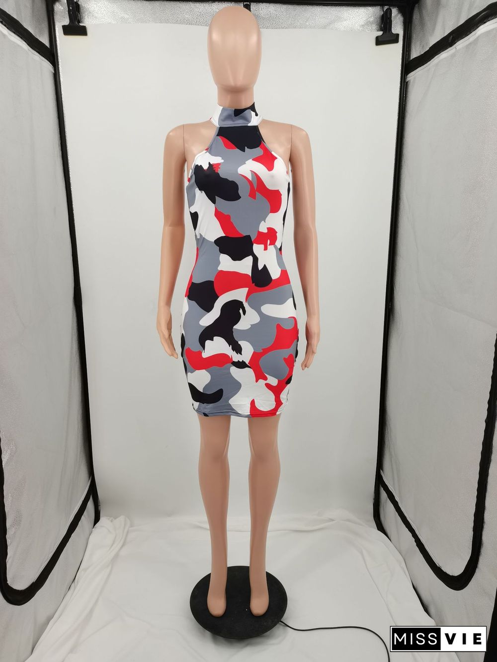 Sexy Fashion Camouflage Print Invisible Zipper Dress