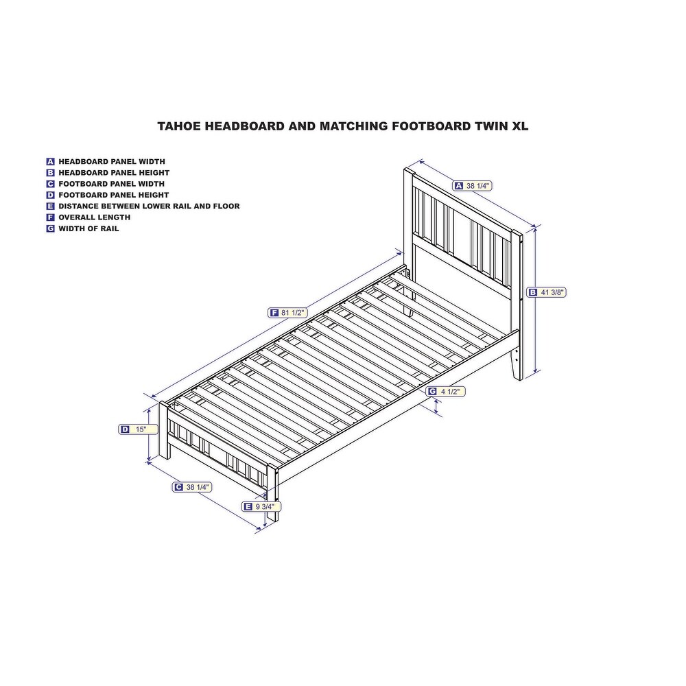 Tahoe Twin Extra Long Bed with Footboard in White