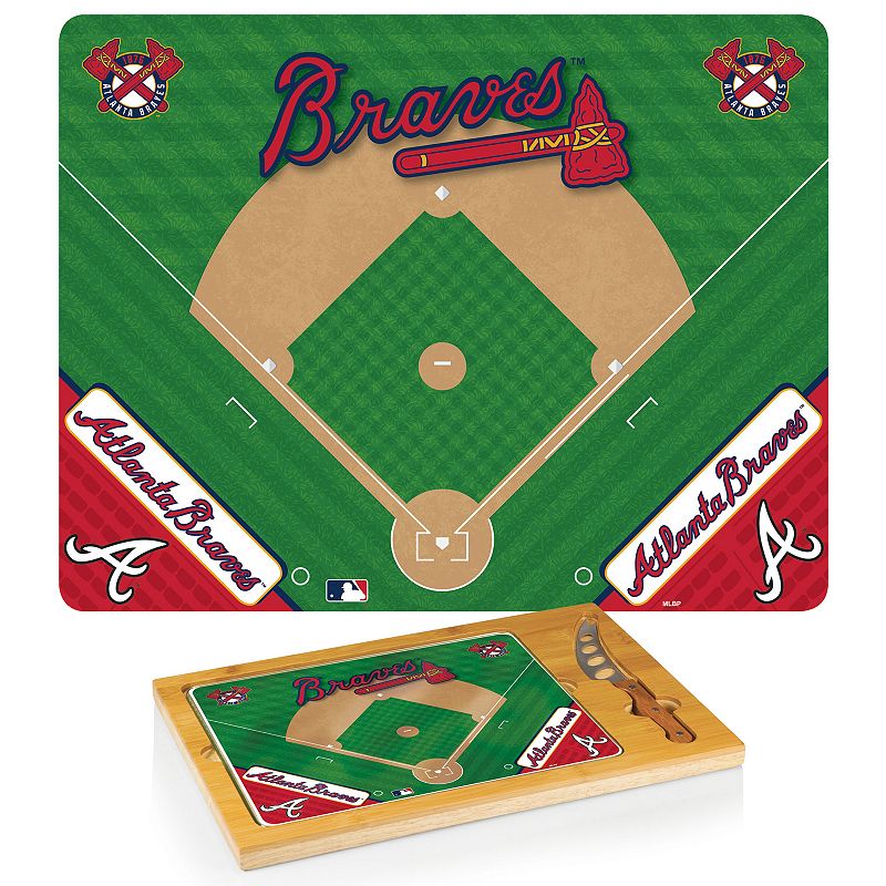 Picnic Time Atlanta Braves Icon Rectangular Cutting Board Gift Set