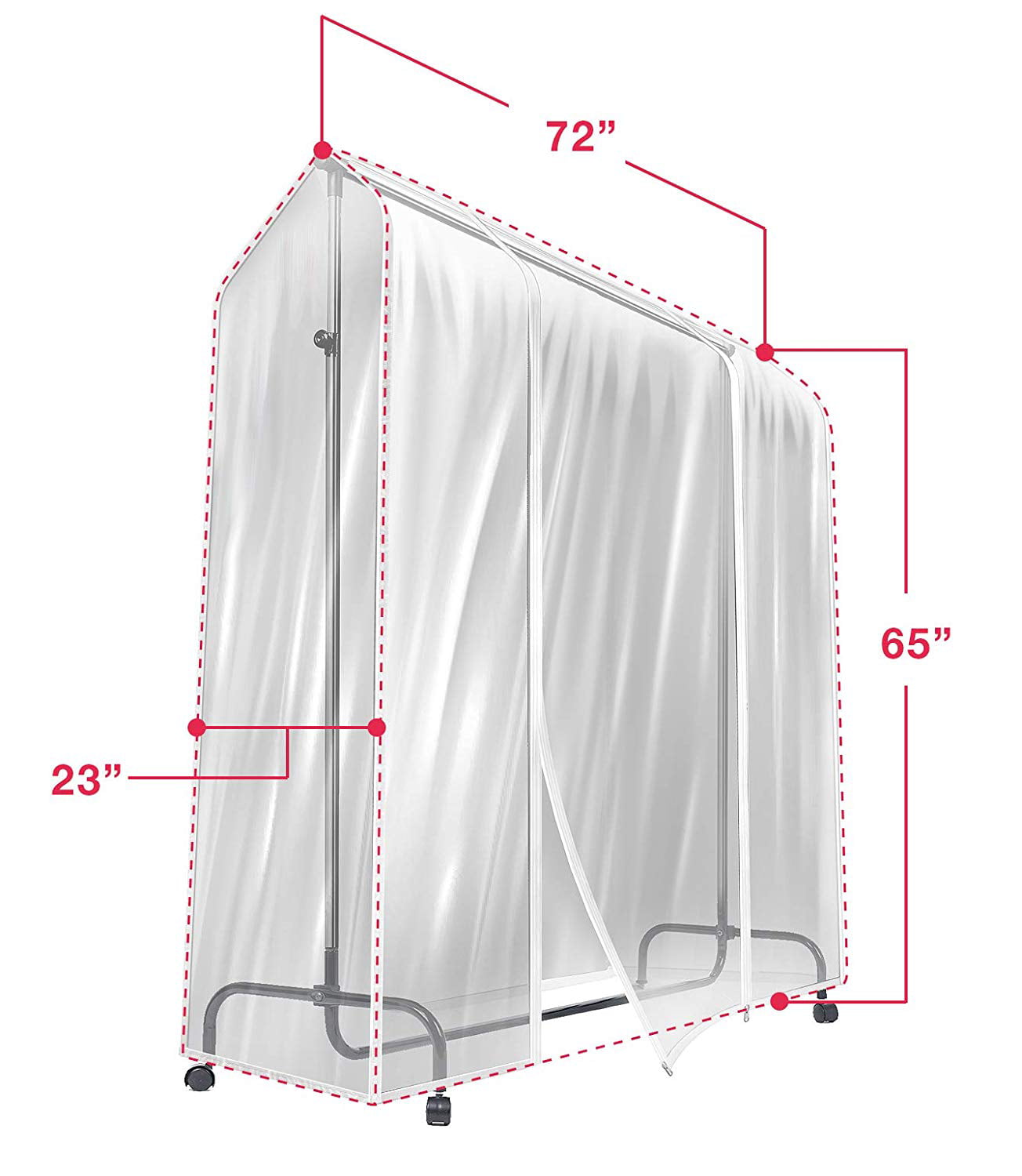 Sorbus Garment Rack Cover - 6 Ft Transparent Clothes Rail Cover, Garment Coat Hanger Protector Clothing Storage for Dresses, Suits, Coats, and More