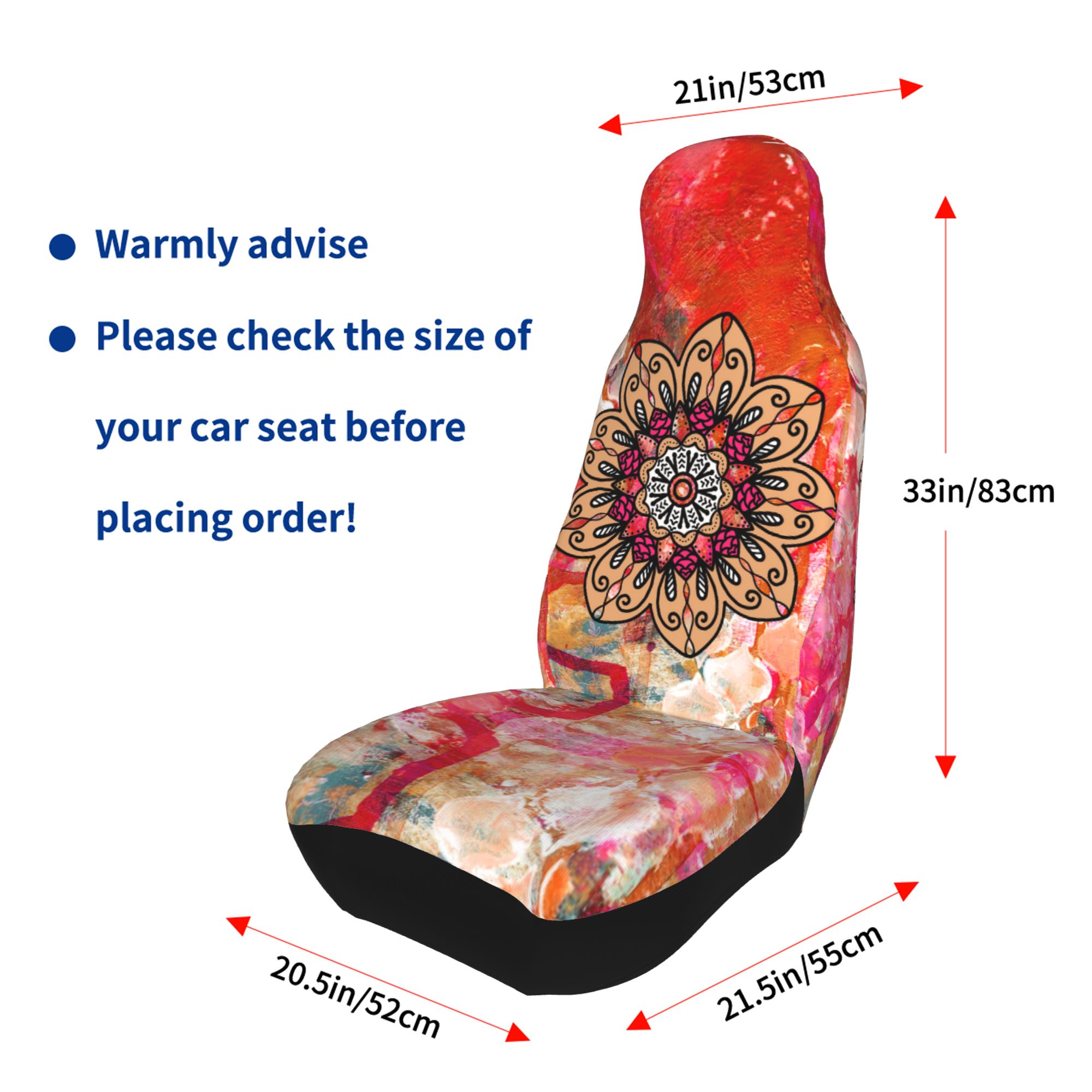 ZICANCN Car Seat Cover Boho Mandala Ethnic Style Car Front Seat Covers Protectors ， Automotive Seat Covers for Cars Trucks Suv