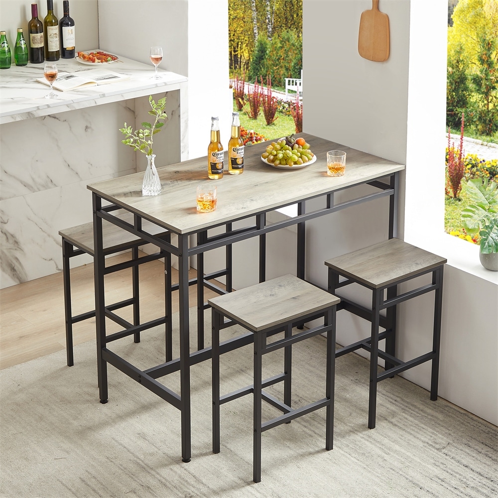 Bar Table Set of 5 PC Dinging Table Set with High Stools