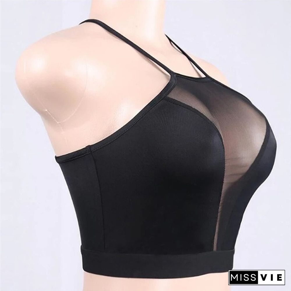 Women Mesh Summer Women Casual Tank Top Vest Blouse Sleeveless Sport Crop Tops Shirt See-Through Transparent Crop Top