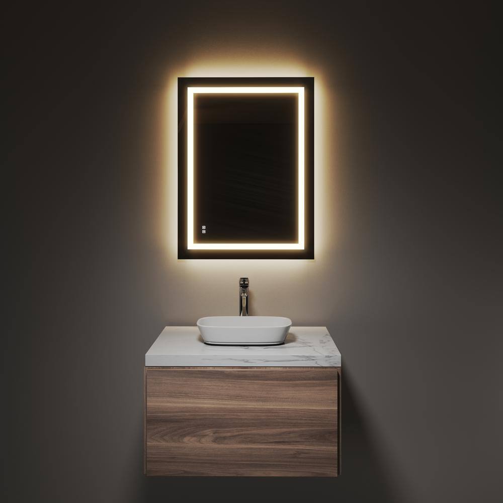 TOOLKISS 24 in. W x 32 in. H Frameless Rectangular Anti-Fog LED Light Wall Bathroom Vanity Mirror Dimmable Bright TK19035