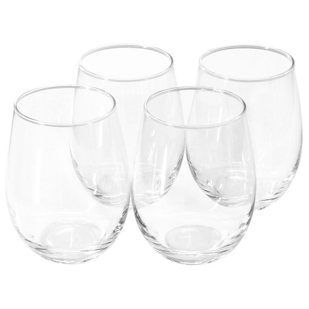 Gibson Home Belinni 4 Piece 18oz Classic Stemless Wine Glass Set