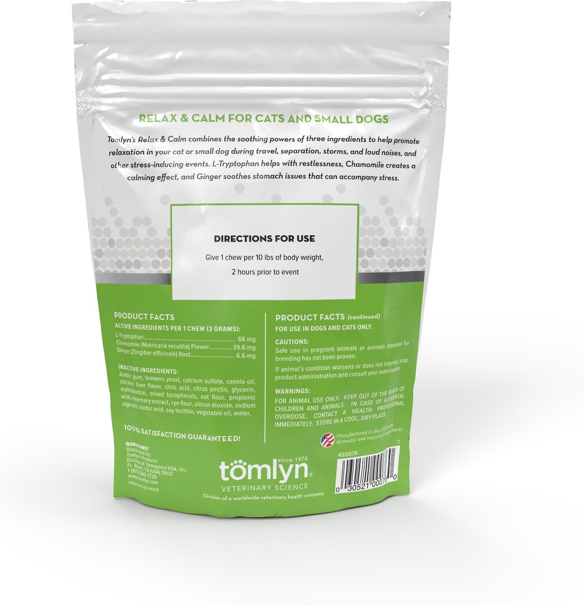 Tomlyn Relax and Calm Chicken Flavored Soft Chews Calming Supplement for Cats and Dogs