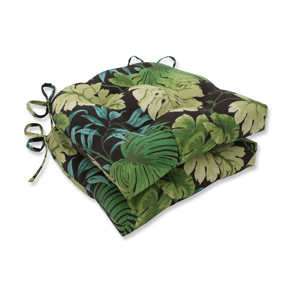 Pillow Perfect Outdoor Tropique Peridot Deluxe Tufted Chairpad (Set of 2)   17 X 17.5 X 4