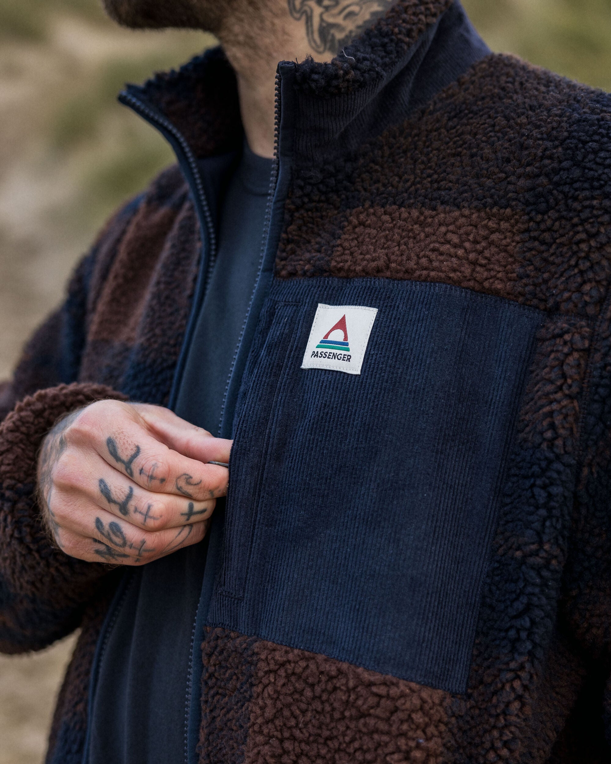 Trekker Recycled Deep-Pile Sherpa Fleece - Chestnut/Deep Navy Check