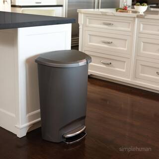 🎉Limited Time Offer🎉simplehuman 50-Liter Semi-Round Grey Plastic Step-On Trash Can CW1357