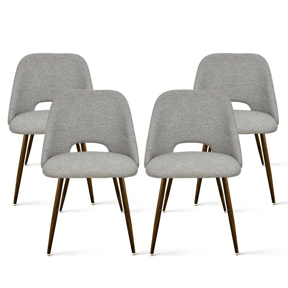 Elevens Upholstered Modern Cutout Back Dining Chair with Walnut Leg (Set of 4) EDWIN-CHAIR-WALNUTGREY