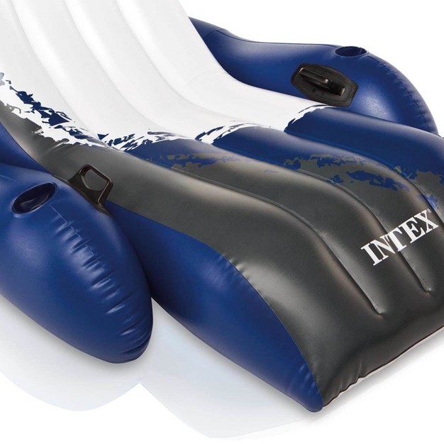 Intex Inflatable Floating Comfortable Recliner Lounges With Cup Holders 2 Pack