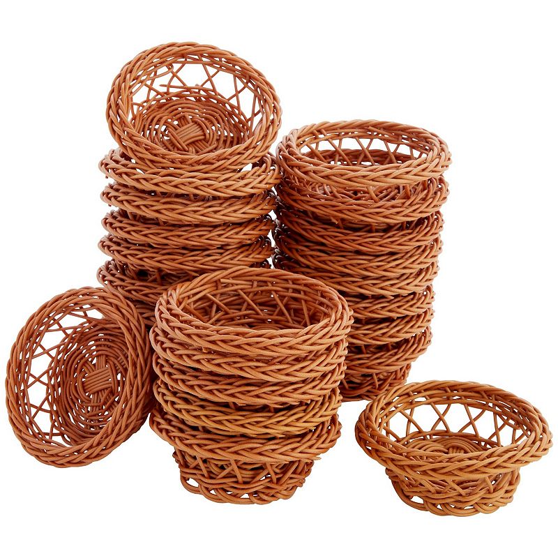 Mini Woven Baskets for Treats and Decor (Brown， 3.1 x 1.2 Inches， 24 Pack)