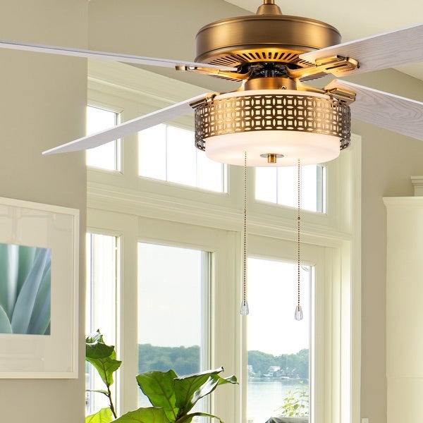 Dinah River of Goods Brass and Glass 52-Inch Ceiling Fan with Light - 52