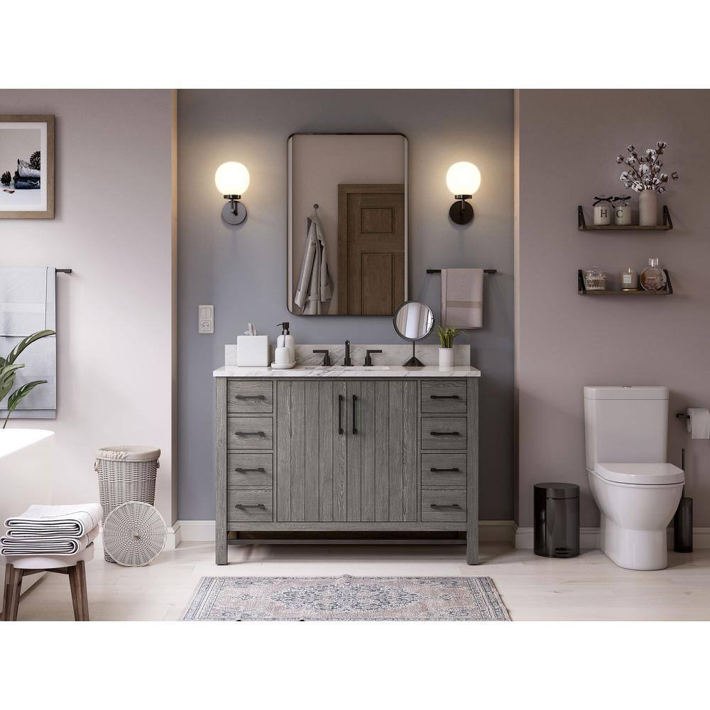 Home Decorators Collection Stanbury 48 in. W x 22 in. D Vanity in Cashmere with Carrara Marble Vanity Top with White Sink 1459VA48-247900