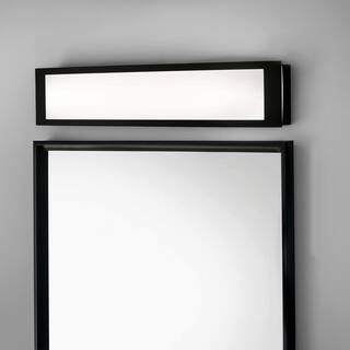 Hampton Bay Woodbury 24.6 in. 1-Light Matte Black Integrated LED Bathroom Vanity Light Bar with Frosted Acrylic Shade IQP1301LX-07BK