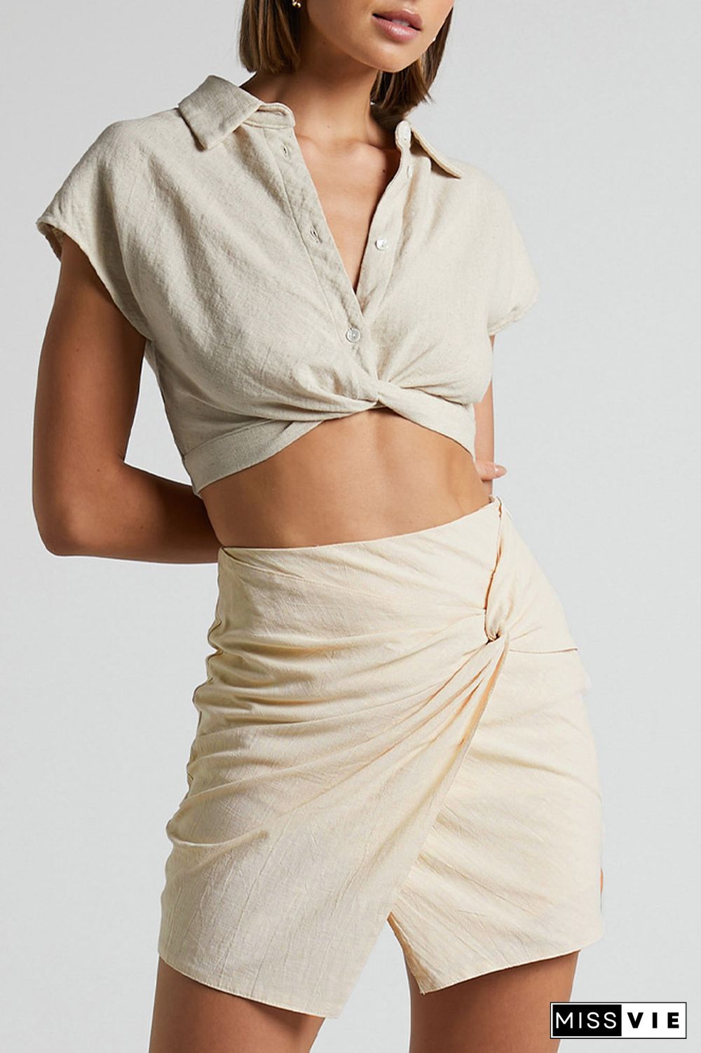 Twist Knot Linen SPlit Skirt