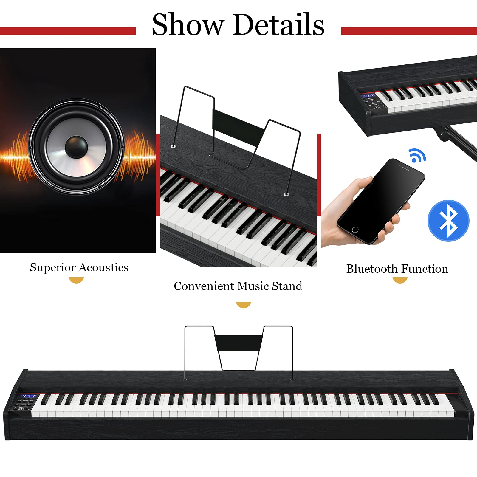 Costzon 88-Key Weighted Piano Keyboard Full Size, Portable Midi Keyboard Hammer Action Duet Mode with Sustain Pedal