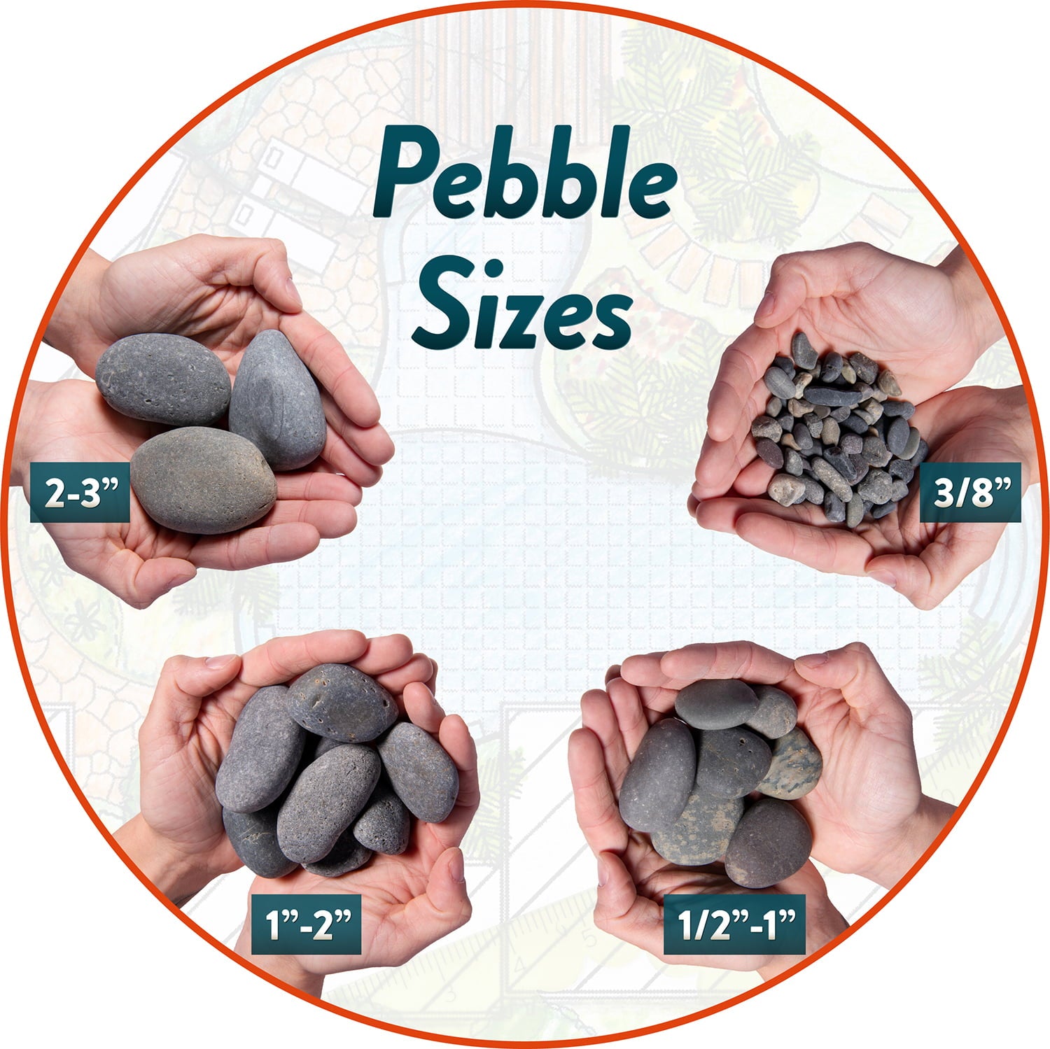 Mexican Beach Pebbles | Sunburst, 3"-6", 40 lbs