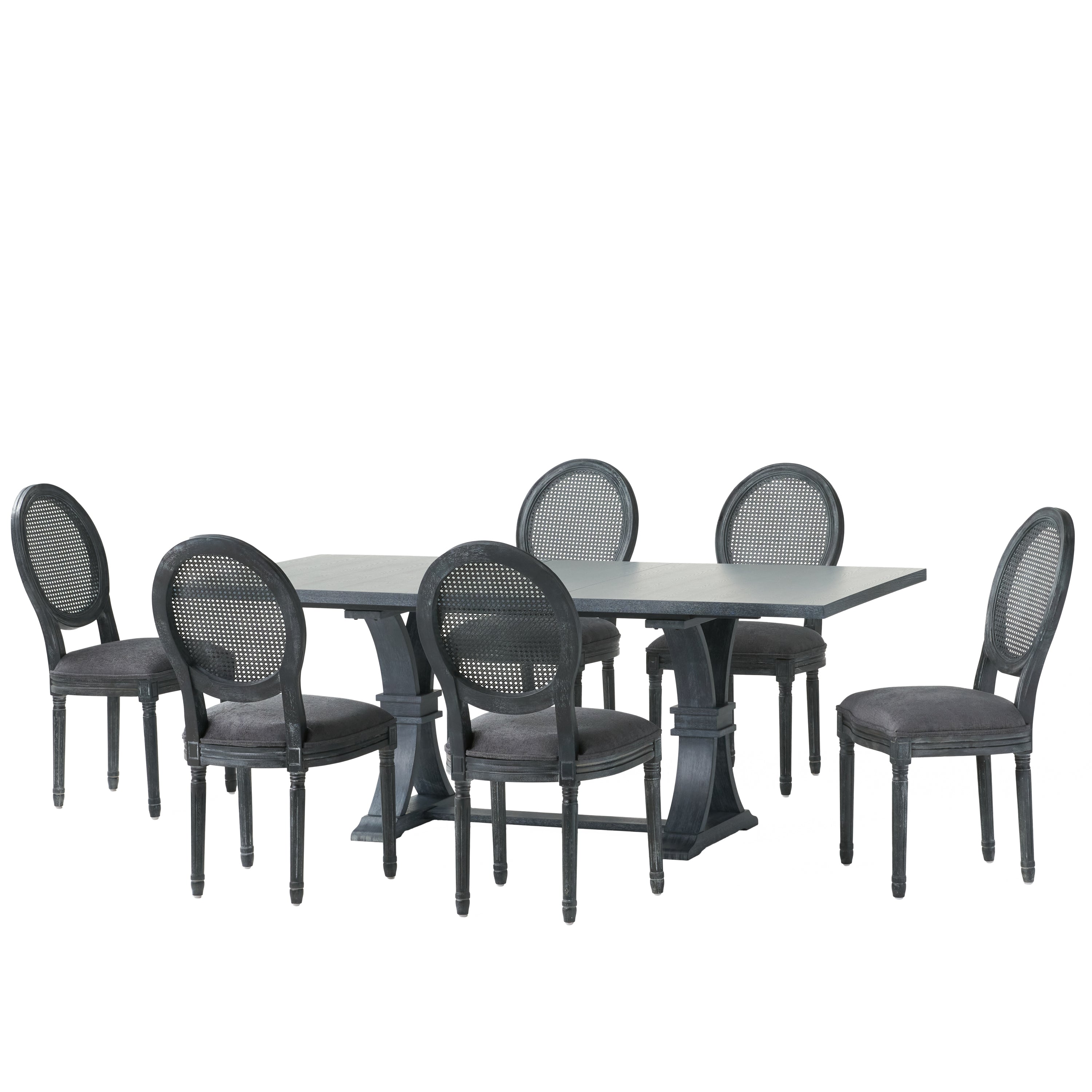 Lintz French Country Wood and Cane 7-Piece Expandable Dining Set