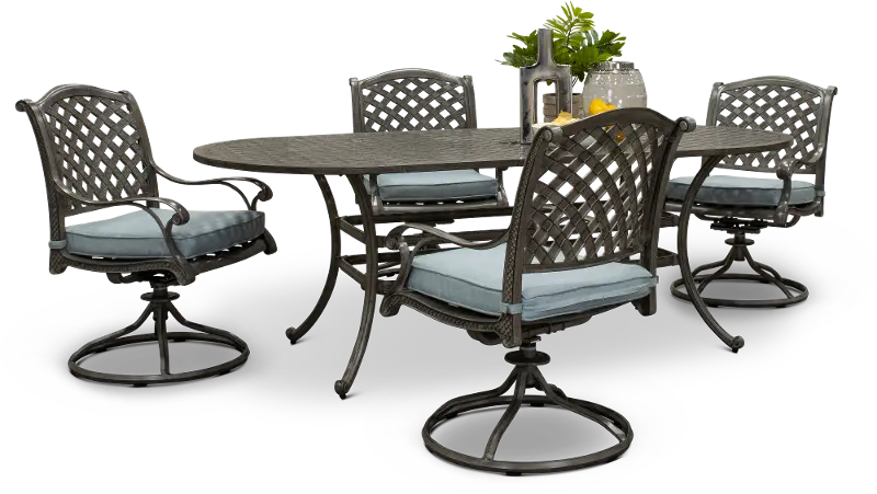 Macan Gray Metal 5 Piece Outdoor Dining Set