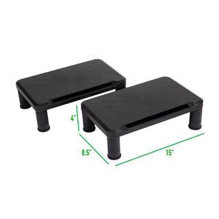 Mind Reader Small Monitor Stand Riser for Monitors and Laptops Black (2-Pack) 2SMPLMON-BLK