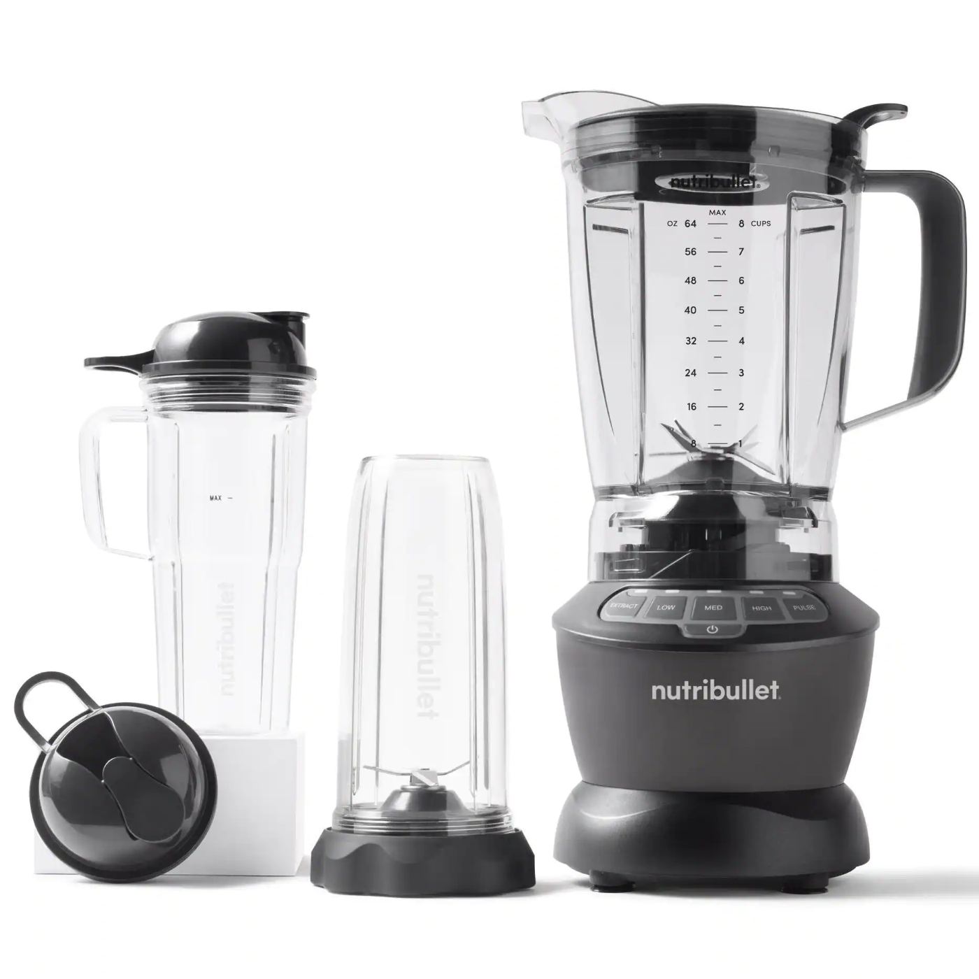 NutriBullet NBF-50500 64 oz. 3-Speed Black Combo Blender with Pulse and Extract， Black